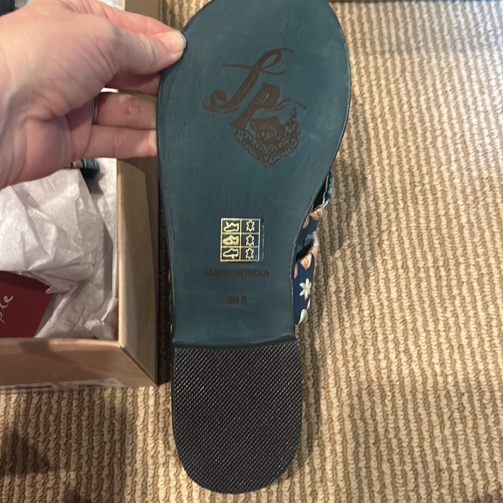 NIB FREE PEOPLE bella caia crochet sandals in indigo Blue size 39.5 euro/9/9.5 - Picture 7 of 12